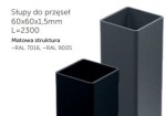 Słup do przęseł Variante Budmat 60x60x2300 mm Ultra mat 7016 