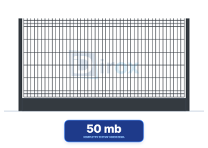 Ogrodzenie panelowe 3D (fi-4mm) o wys. 1230mm - 50MB z podmurówką (pełną antracytową) montowana za pomocą ceownika h-20 (zestaw - panele, słupki, obejmy) RAL7016 , Wysokość słupka [cm]: 200