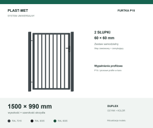 Furtka Uniwersalna P15 PLAST-MET 1500 × 990 mm - 2 słupki 60 × 60 mm