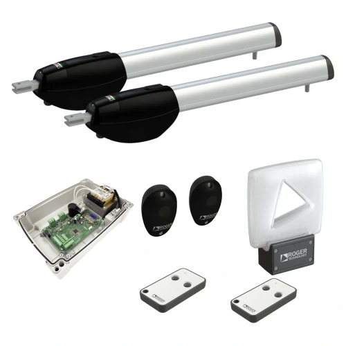 Roger KIT BE20/210/F – dwa siłowniki, centrala B70/2ML/BOX, dwa piloty, fotokomórki i biała lampa