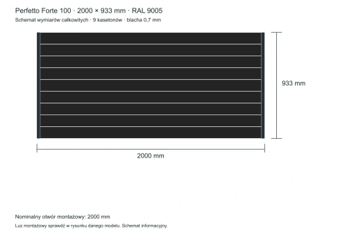 Perfetto Forte 100 – wymiary całkowite 2000 × 933 mm