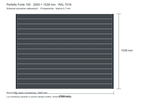 Perfetto Forte 100 – wymiary całkowite 2000 × 1539 mm