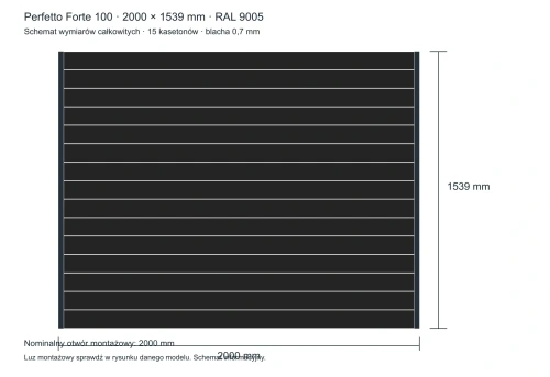Perfetto Forte 100 – wymiary całkowite 2000 × 1539 mm