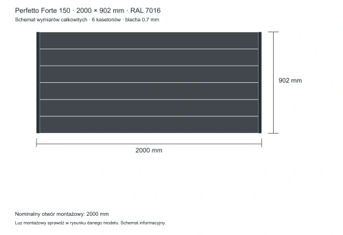 Perfetto Forte 150 – wymiary całkowite 2000 × 902 mm