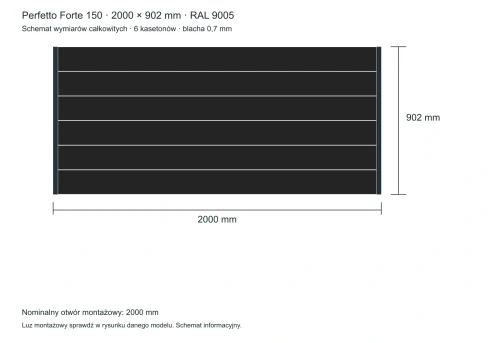 Perfetto Forte 150 – wymiary całkowite 2000 × 902 mm