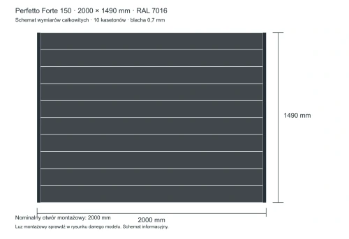 Perfetto Forte 150 – wymiary całkowite 2000 × 1490 mm