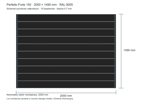 Perfetto Forte 150 – wymiary całkowite 2000 × 1490 mm