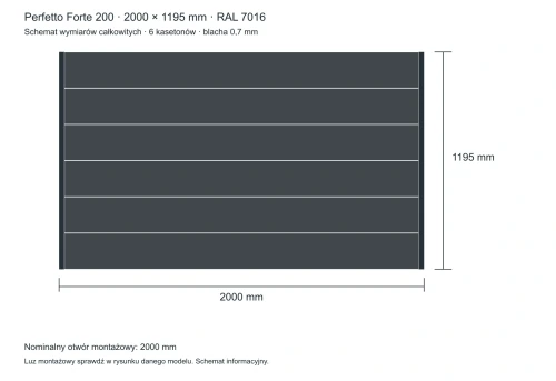 Perfetto Forte 200 – wymiary całkowite 2000 × 1195 mm