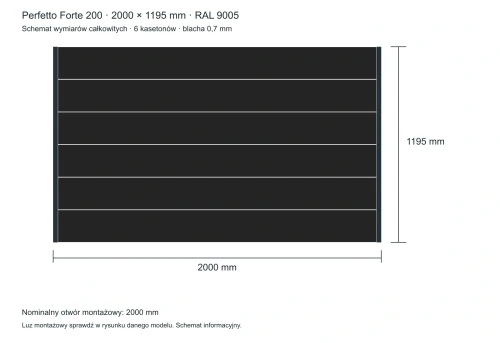 Perfetto Forte 200 – wymiary całkowite 2000 × 1195 mm