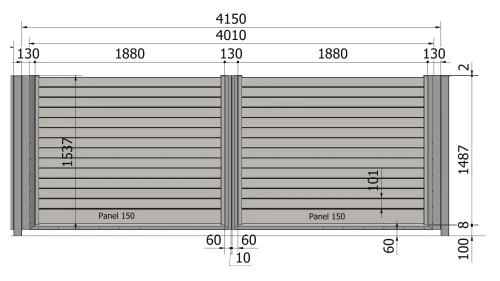 Brama Perfetto 100 4010 × 1537 mm – rysunek techniczny
