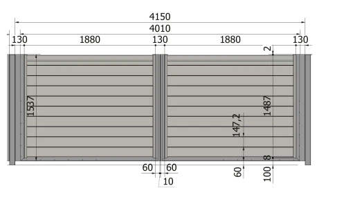 Brama Perfetto 150 4010 × 1537 mm – rysunek techniczny
