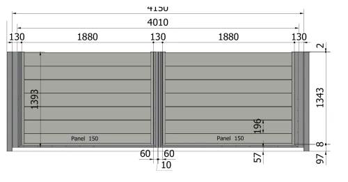 Brama Perfetto 200 4010 × 1393 mm – rysunek techniczny
