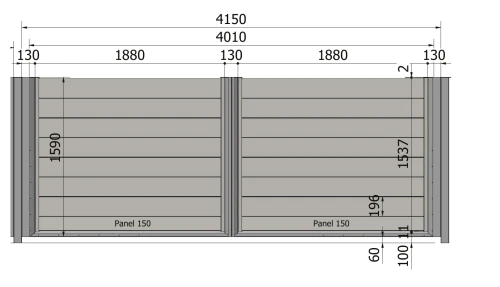 Brama Perfetto 200 4010 × 1590 mm – rysunek techniczny
