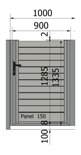 Furtka Perfetto 100 z zamkiem 900 × 1335 mm – rysunek