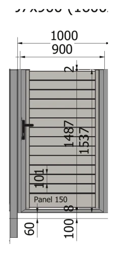 Furtka Perfetto 100 z zamkiem 900 × 1537 mm – rysunek