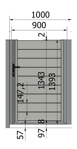 Furtka Perfetto 150 z zamkiem 900 × 1393 mm – rysunek
