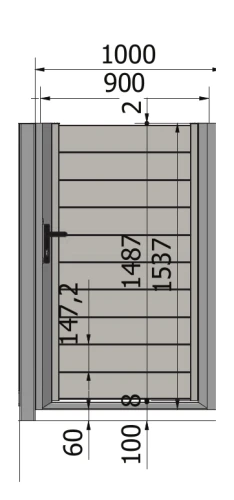 Furtka Perfetto 150 z zamkiem 900 × 1537 mm – rysunek