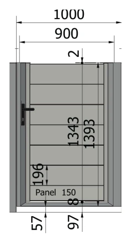 Furtka Perfetto 200 z zamkiem 900 × 1393 mm – rysunek