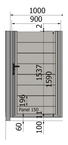 Furtka Perfetto 200 z zamkiem 900 × 1590 mm – rysunek