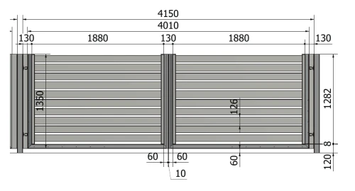 Brama Piano 100 4010×1350 mm – rysunek