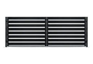 Brama dwuskrzydłowa Budmat Piano Forte 150 4010×1350 mm – czarny RAL 9005 Ultramat