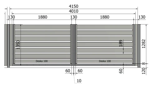 Brama Piano 150 4010×1350 mm – rysunek