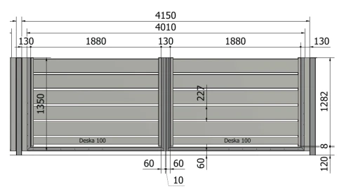 Brama Piano 200 4010×1350 mm – rysunek