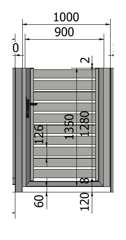 Furtka Piano 100, Ręczna: 900 mm – rysunek