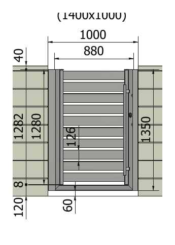 Furtka Piano 100, Z elektrozaczepem: 880 mm – rysunek