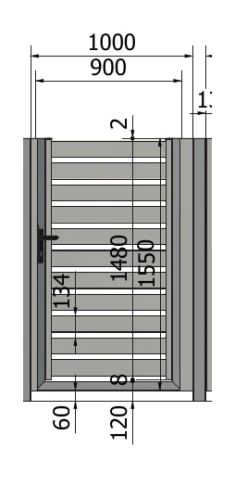 Furtka Piano 100, Ręczna: 900 mm – rysunek