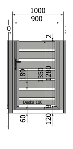 Furtka Piano 150, Ręczna: 900 mm – rysunek