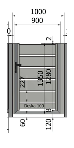 Furtka Piano 200, Ręczna: 900 mm – rysunek