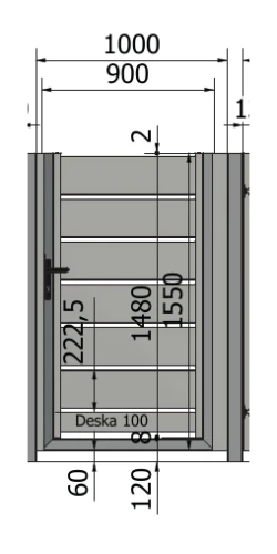 Furtka Piano 200, Ręczna: 900 mm – rysunek