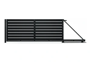Brama przesuwna Budmat Piano Forte 150 4000×1330 mm – czarny RAL 9005 Ultramat – długość 5620 mm