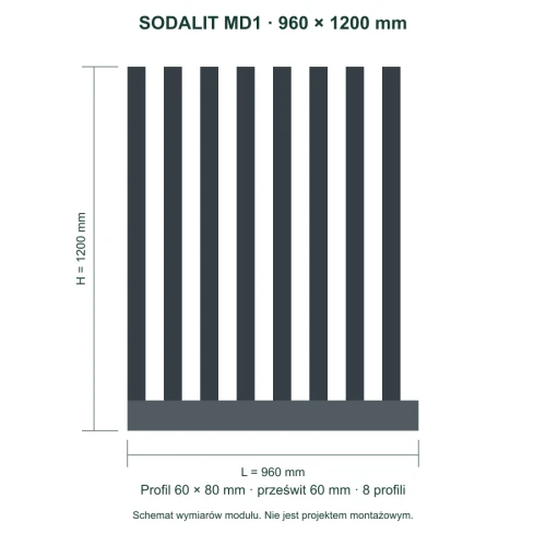 Sodalit MD1 – wymiary 960 × 1200 mm