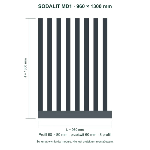 Sodalit MD1 – wymiary 960 × 1300 mm