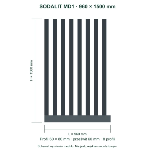 Sodalit MD1 – wymiary 960 × 1500 mm