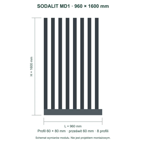Sodalit MD1 – wymiary 960 × 1600 mm