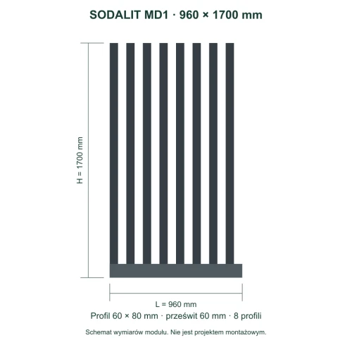 Sodalit MD1 – wymiary 960 × 1700 mm