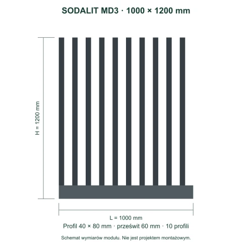 Sodalit MD3 – wymiary 1000 × 1200 mm