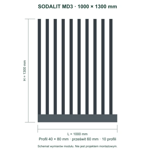 Sodalit MD3 – wymiary 1000 × 1300 mm