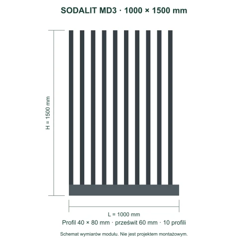 Sodalit MD3 – wymiary 1000 × 1500 mm