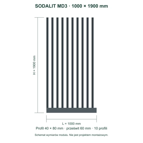Sodalit MD3 – wymiary 1000 × 1900 mm