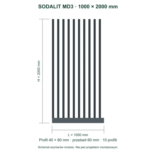Sodalit MD3 – wymiary 1000 × 2000 mm
