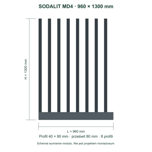 Sodalit MD4 – wymiary 960 × 1300 mm