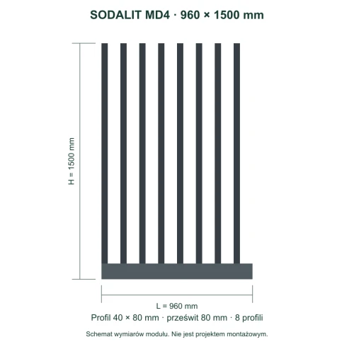 Sodalit MD4 – wymiary 960 × 1500 mm