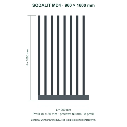 Sodalit MD4 – wymiary 960 × 1600 mm