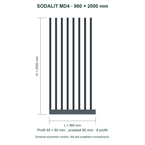 Sodalit MD4 – wymiary 960 × 2000 mm
