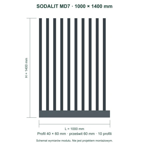 Sodalit MD7 – wymiary 1000 × 1400 mm