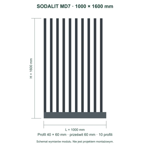 Sodalit MD7 – wymiary 1000 × 1600 mm